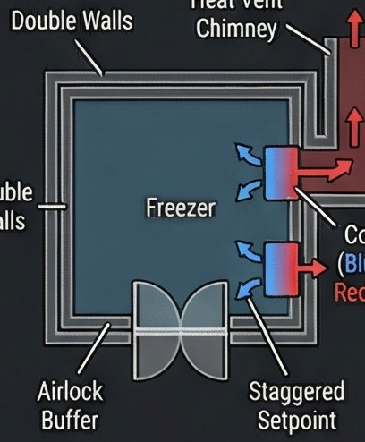How to survive heat wave RimWorld freezer airlock layout detail