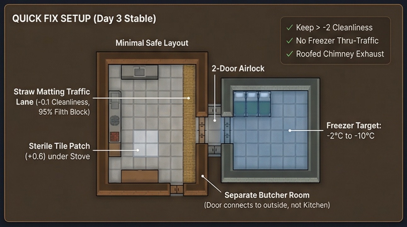 RimWorld kitchen and freezer layout overview