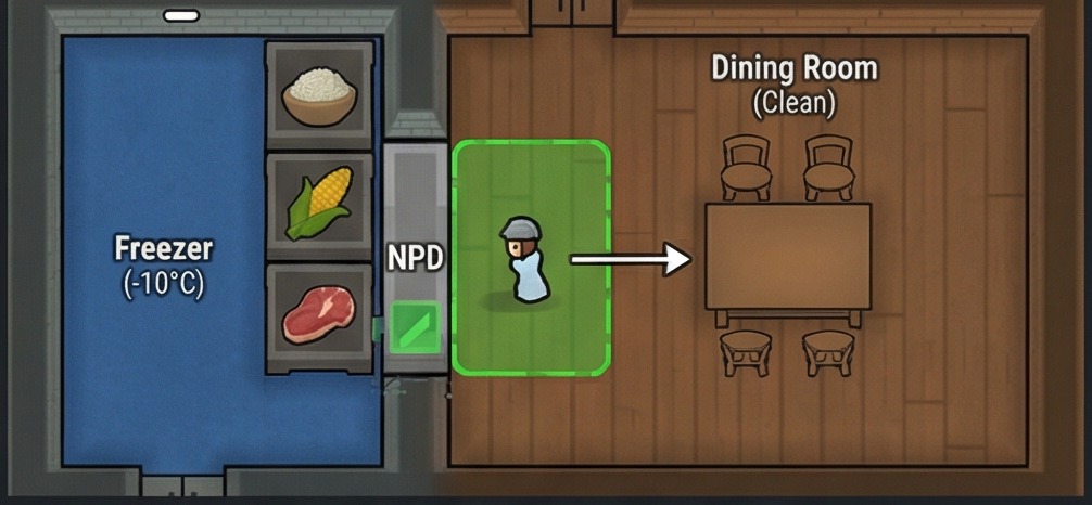 Freezer and dining split blueprint — how to make nutrient paste dispenser rimworld