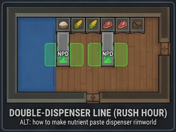 Double dispenser rush hour layout — how to make nutrient paste dispenser rimworld