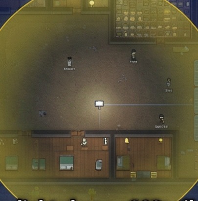 rimworld flood light night coverage visualizer showing outdoor light spread