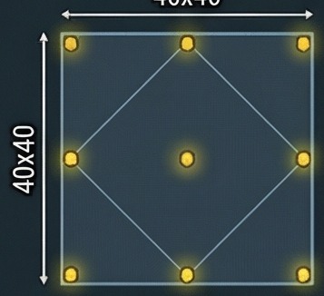 rimworld flood light yard and path layout pattern diagram