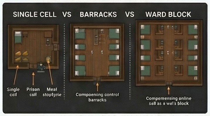 layout comparison panel for how to make prison rimworld