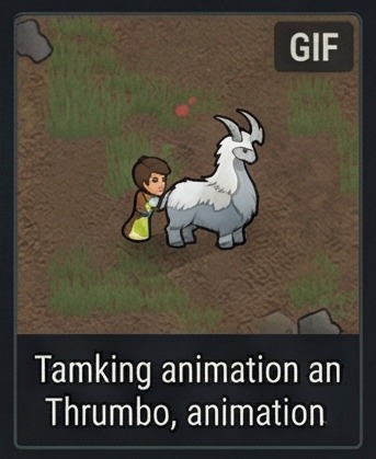 how to train animals rimworld inspired taming art showing a thrumbo tame moment