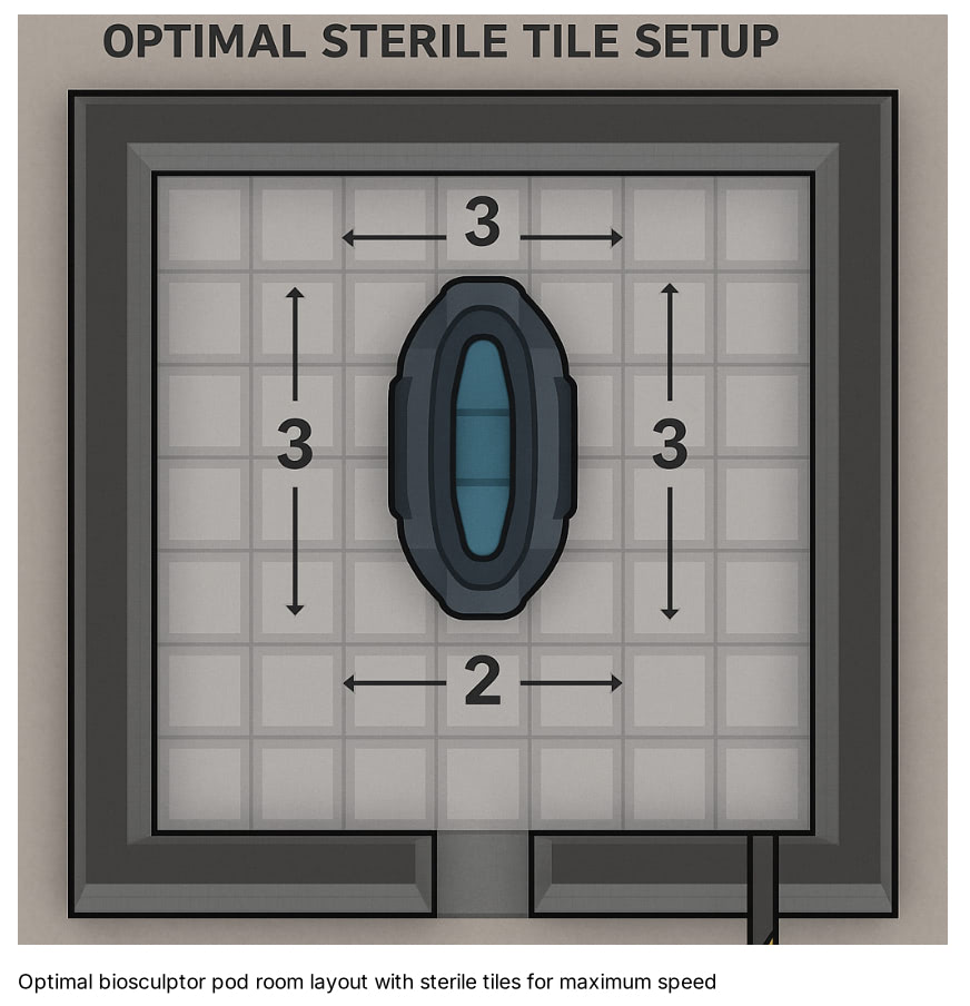 RimWorld biosculpter pod showing long cycle times - demonstrating the 25-day wait problem
