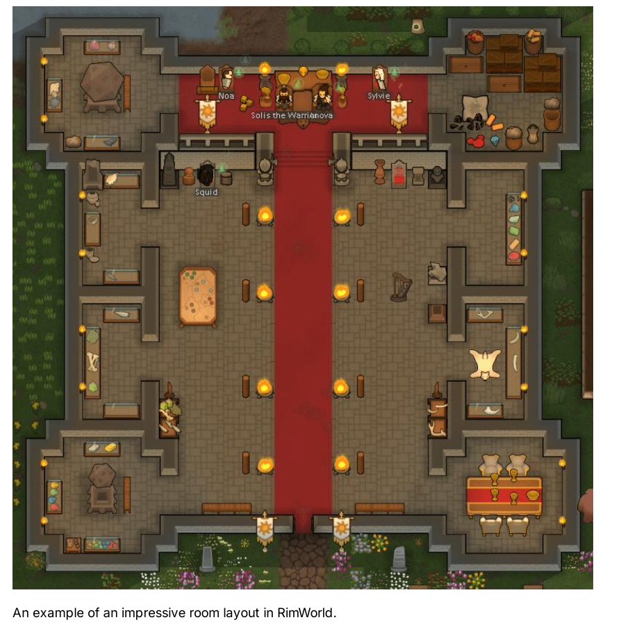 An example of an impressive room layout in RimWorld