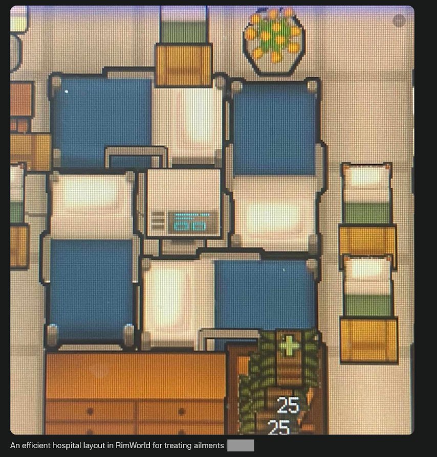 An efficient hospital layout in RimWorld for treating ailments