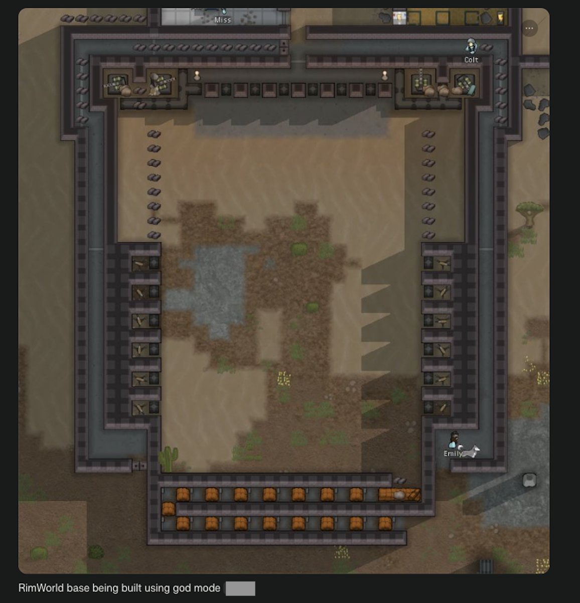 RimWorld base built using god mode