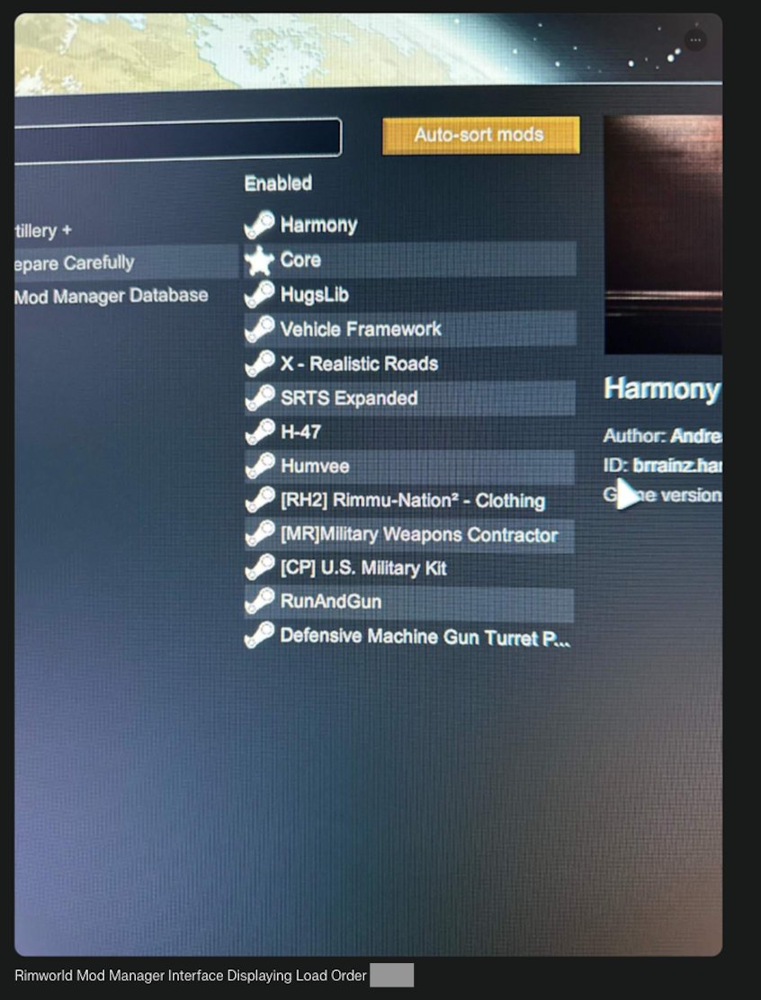 Rimworld Mod Manager Interface Displaying Load Order
