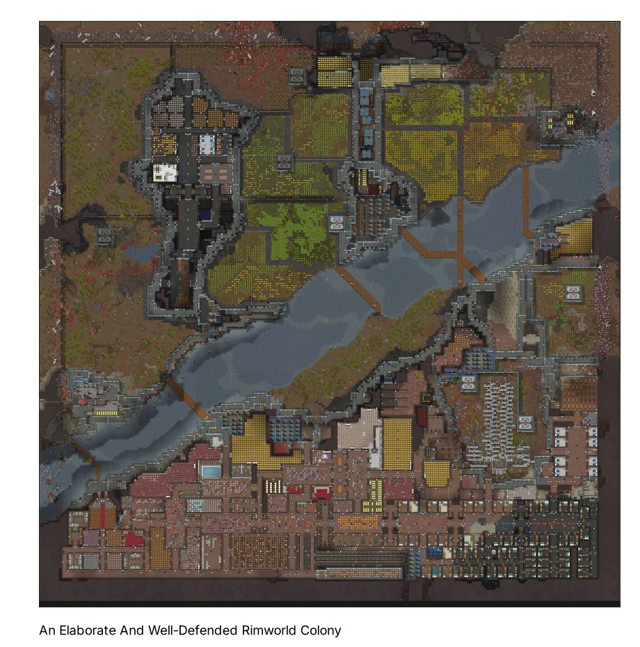 An Elaborate And Well-Defended Rimworld Colony