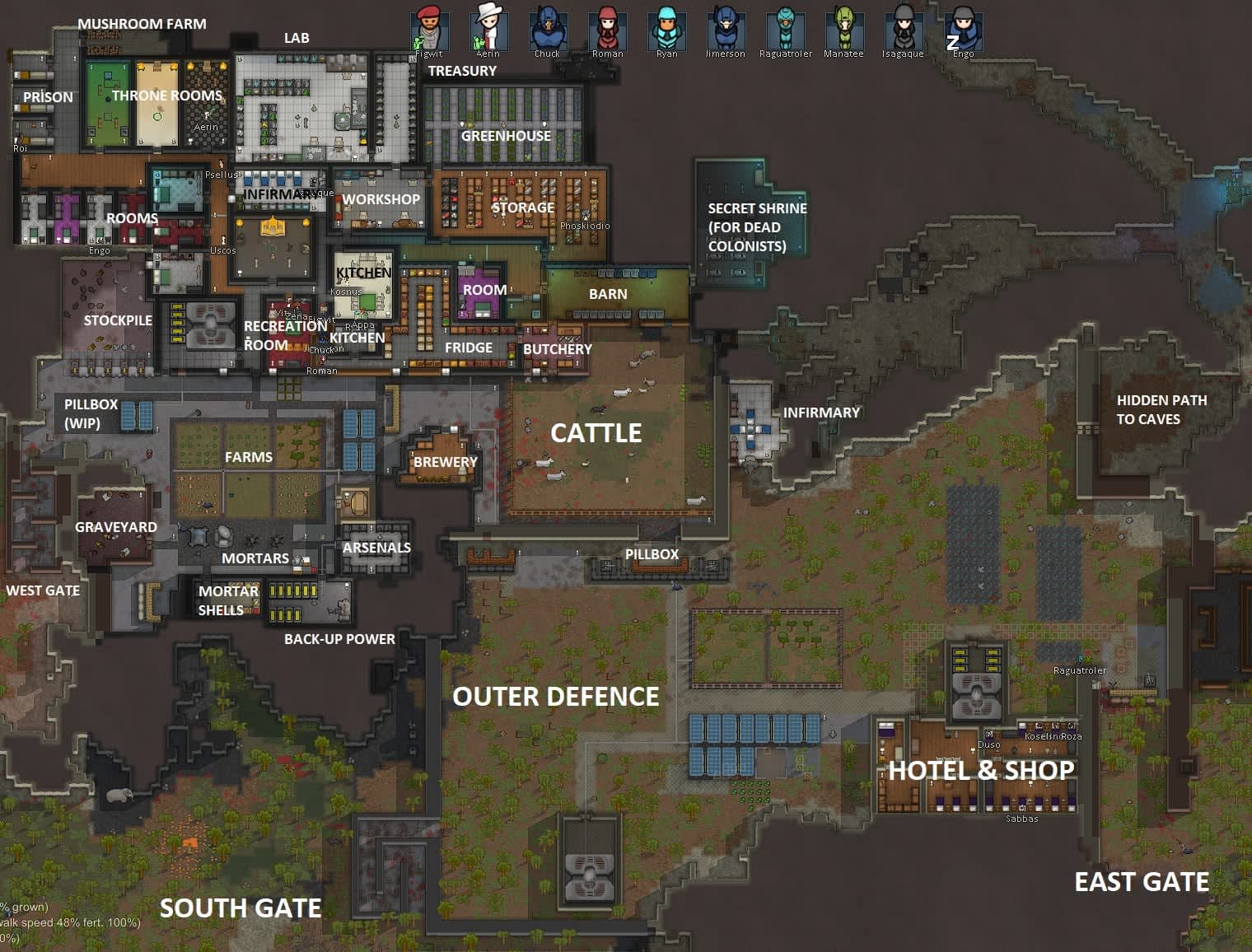 RimWorld trap corridor with colonist bypass door